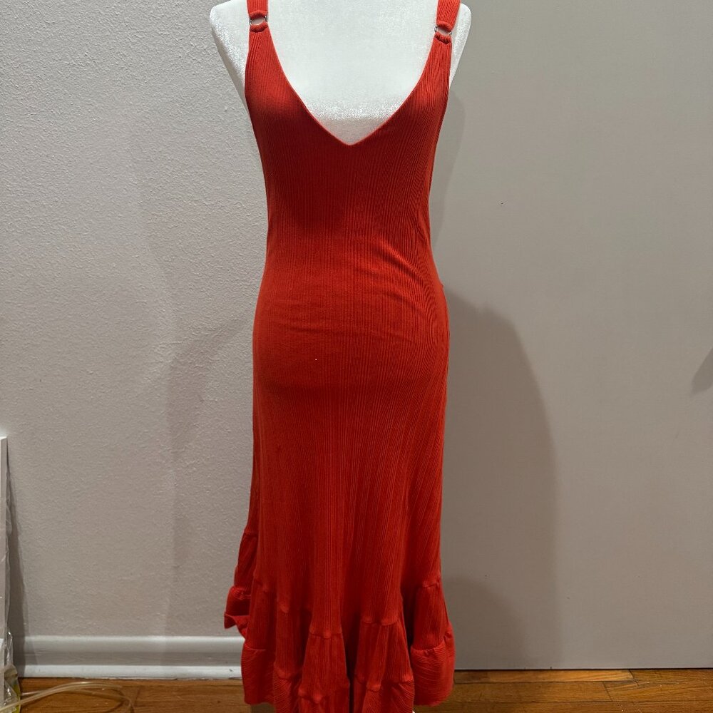 Free People Orange Deep Halter V-Neck Bodycon Dress, Size L